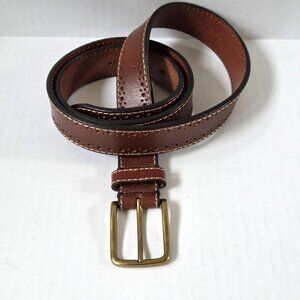 Fossil Belt Mens 38 Brown Leather Paul Perforated Preppy Casual
